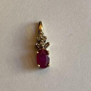 10K + Genuine Ruby & Diamonds drop pendant